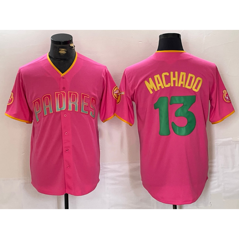 San Diego Padres #13 Manny Machado Pink JEROMEN Cool Base Stitched Jersey 2