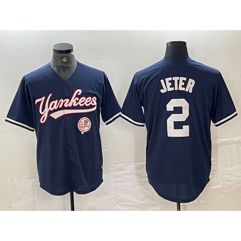 New York Yankees #2 Derek Jeter Navy JEROMEN With Patch Cool Base Stitched Jersey
