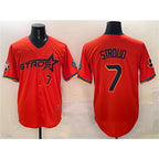 Houston Astros #7 C.J. Stroud Orange JEROMEN 2025 City Connect With Texas Patch Limited Stitched Jersey
