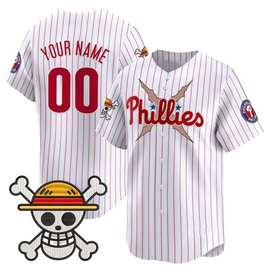 Custom Philadelphia Phillies x One Piece White JEROMEN Vapor Premier Limited Jersey - Stitched