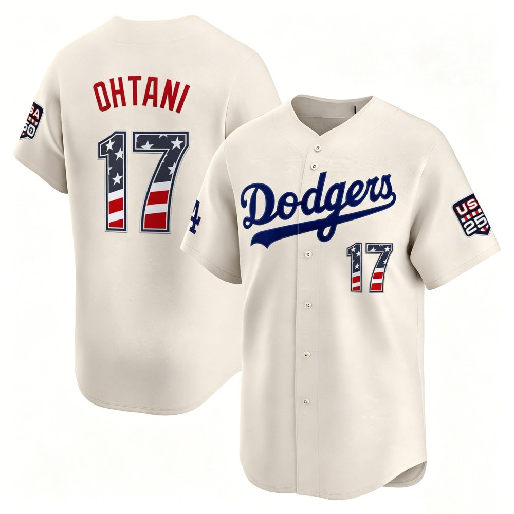Los Angeles Dodgers #17 Shohei Ohtani Cream JEROMEN USA 250 Fourth of July Limited Stitched Jersey