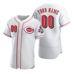 Custom Cincinnati Reds White JEROMEN 2020 Stitched Flex Base Jersey
