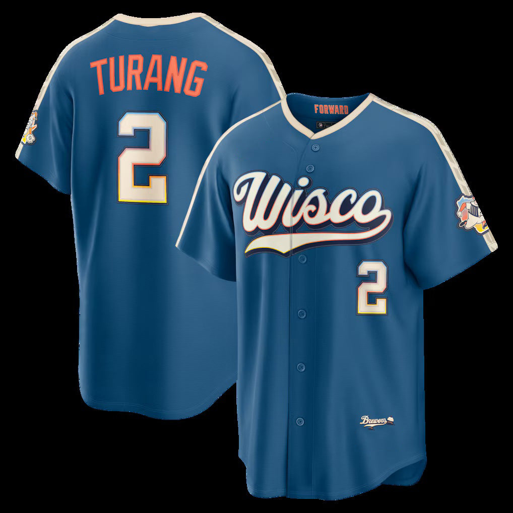 Milwaukee Brewers #2 Brice Turang Mineral Blue JEROMEN 2026 City Connect Stadium Jersey