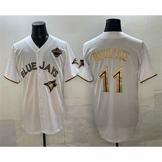 Toronto Blue Jays #11 Bo Bichette White Gold JEROMEN 2025 American League Champions Limited Stitched Jersey