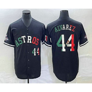 Houston Astros #44 Yordan Alvarez Number Mexico Black JEROMEN Cool Base Stitched Jersey