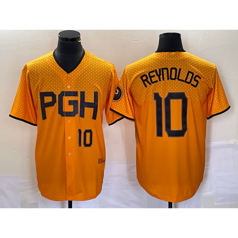 Pittsburgh Pirates #10 Bryan Reynolds Number Gold JEROMEN 2023 City Connect Stitched Jersey 2