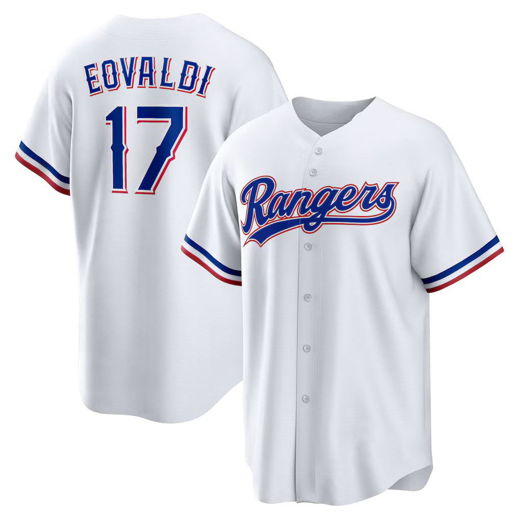 Texas Rangers #17 Nathan Eovaldi White JEROMEN Home Replica Player Jersey
