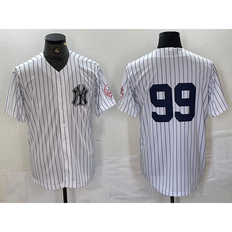 New York Yankees #99 Aaron Judge White JEROMEN With Patch 2024 Cool Base Stitched Jersey