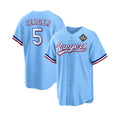 Texas Rangers #5 Corey Seager Blue JEROMEN 2023 World Series Stitched Jersey