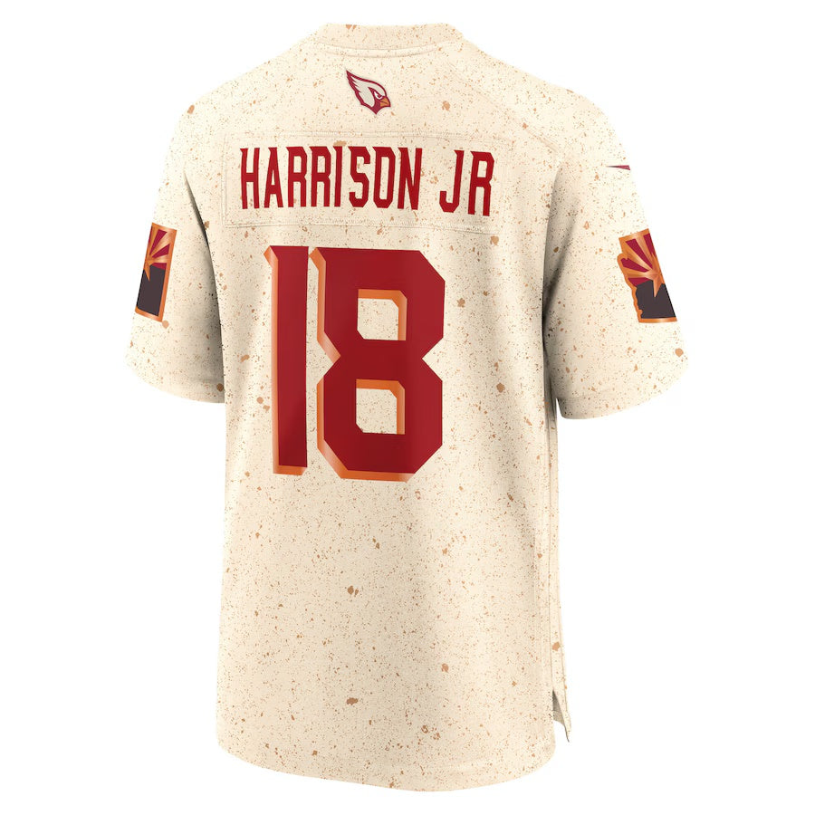 A.Cardinals #18 Marvin Harrison Jr. 2025 Rivalries Collection Game Jersey  - Natural Stitched American Football Jersey