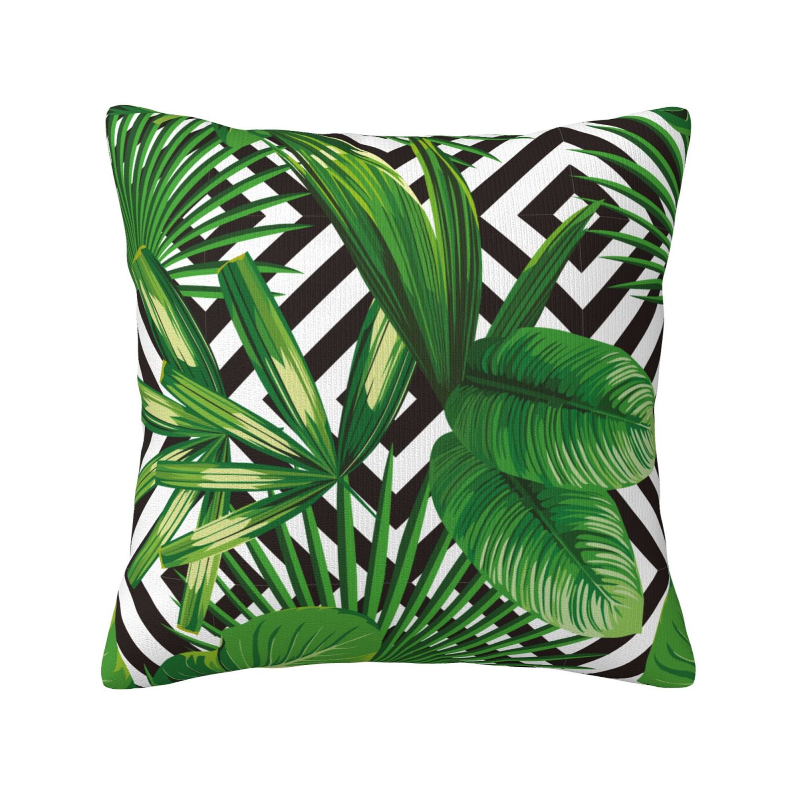 Keyword3 Realistic Vivid Green Leaves Of Palm Tree Pillow 18x18in - Main Image