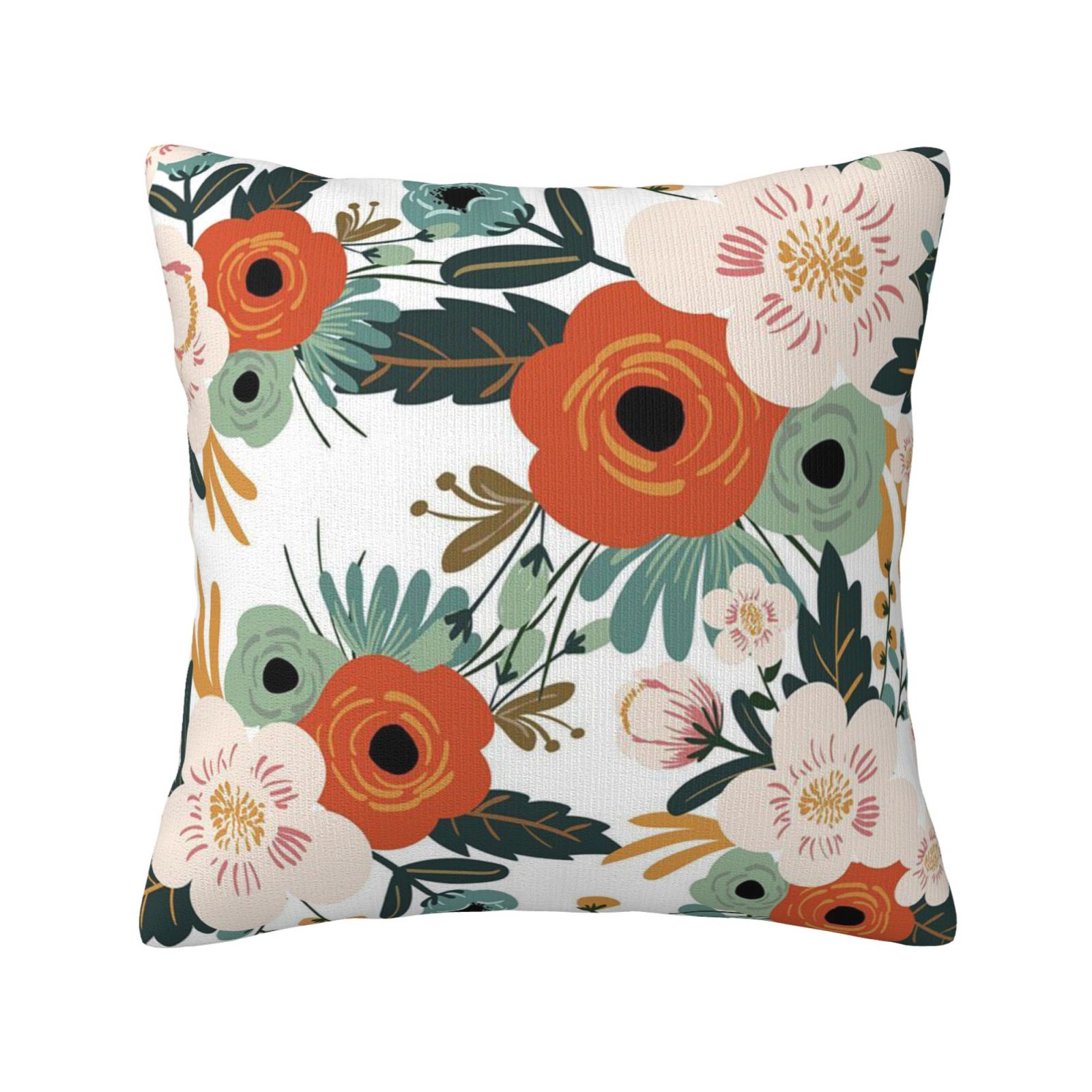 Keyword1 Floral Hooks Red And Pink Blossom Flowers Pillow 18x18in - Main Image