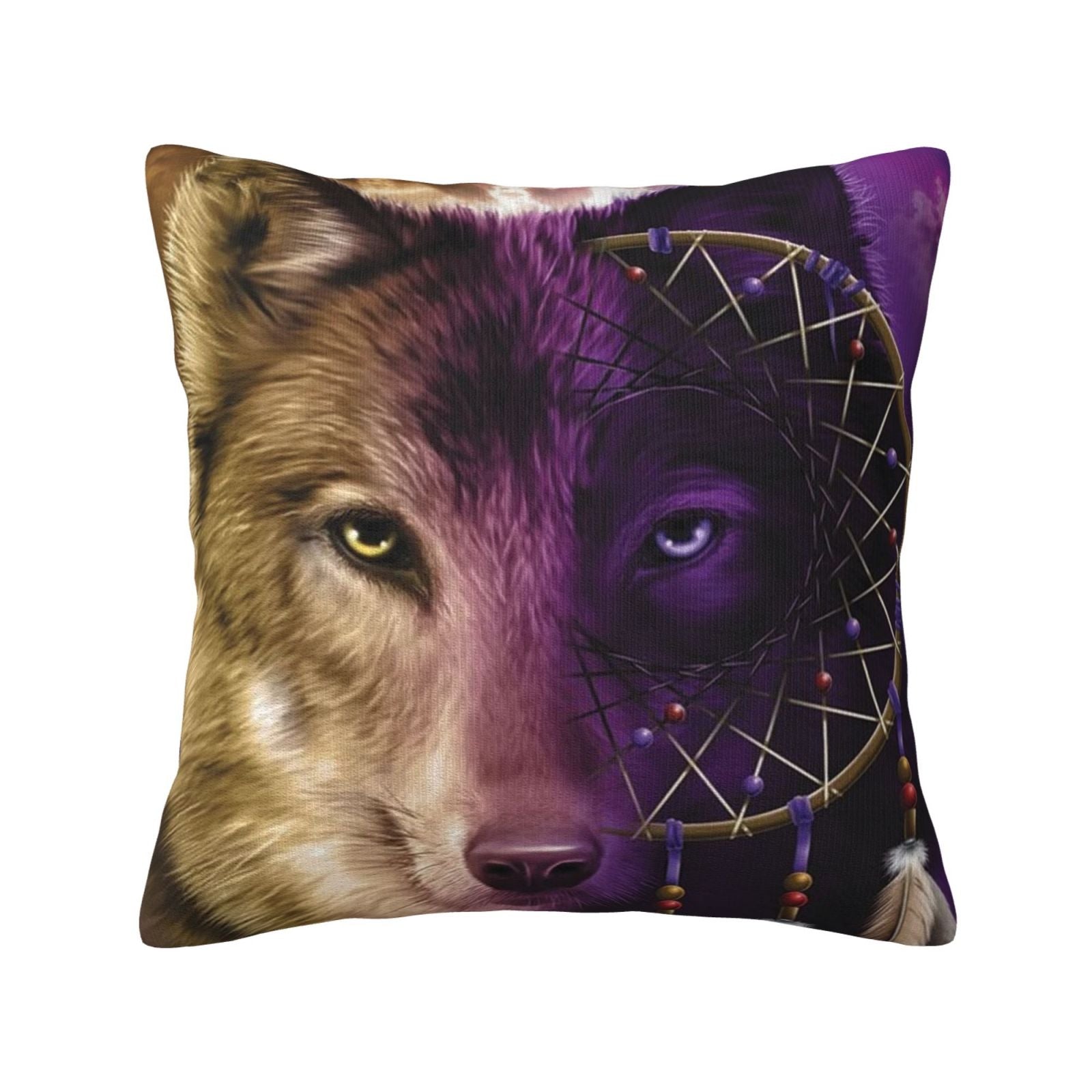 Keyword3 Flower Feather Wolf Pillow 18x18in - Main Image