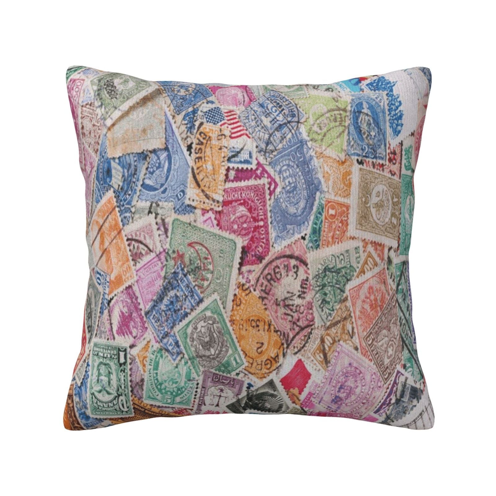 Keyword2 Old Postage Stamp Pillow 18x18in - Main Image