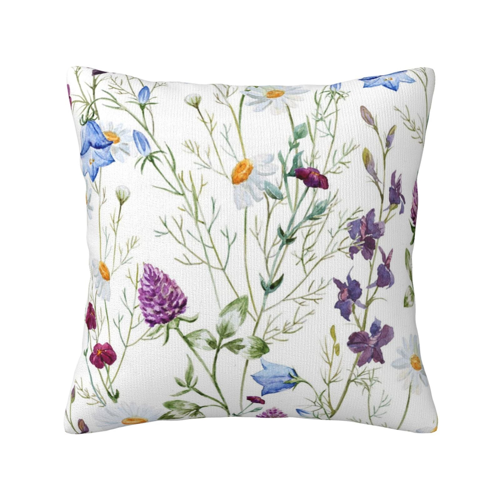 Keyword3 Floral Colorful Flowers And Green Leaves Pillow 18x18in - Main Image
