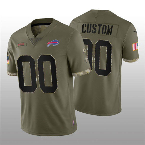 Custom B.Bills ACTIVE PLAYER 2022 Olive JEROMEN Salute To Service Limited Stitched Jersey