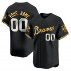 Custom Atlanta Braves Peaches n¡¯ Cream Vapor Premier Limited Jersey ¨C Black Gold JEROMEN