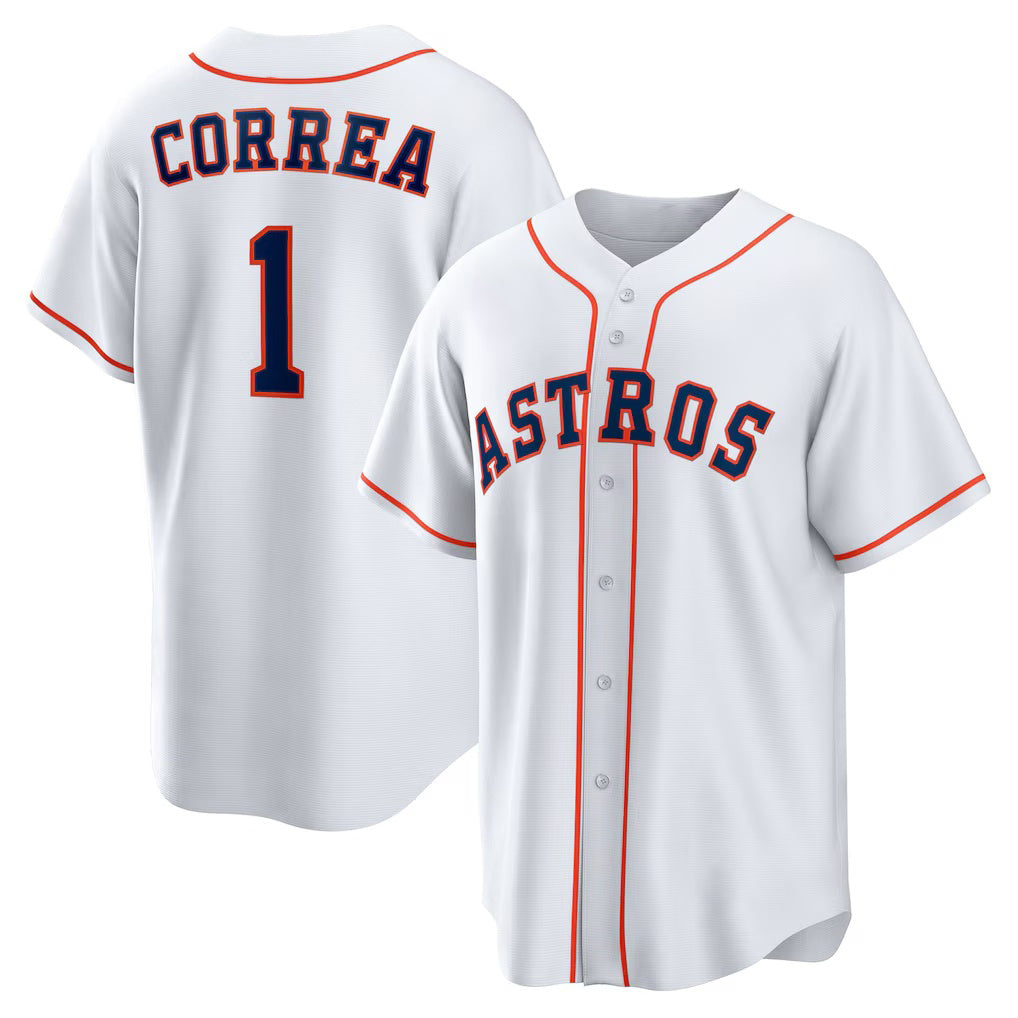 Houston Astros #1 Carlos Correa White JEROMEN Home Replica Jersey