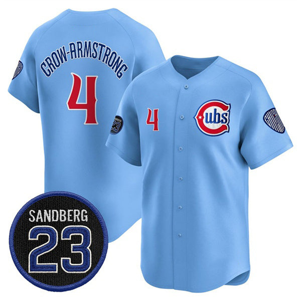 Chicago Cubs #4 Pete Crow-Armstrong Blue JEROMEN 'Ryne Sandberg Tribute' Vapor Limited V2 Stitched Jersey