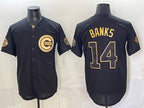 Chicago Cubs #14 Ernie Banks Black Gold JEROMEN 150th Anniversary Patch Stitched Jersey