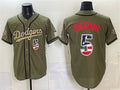 Los Angeles Dodgers #5 Freddie Freeman Olive JEROMEN 2026 Armed Forces Day 250 Fourth of July Stitched Jersey