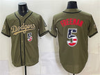 Los Angeles Dodgers #5 Freddie Freeman Olive JEROMEN 2026 Armed Forces Day 250 Fourth of July Stitched Jersey