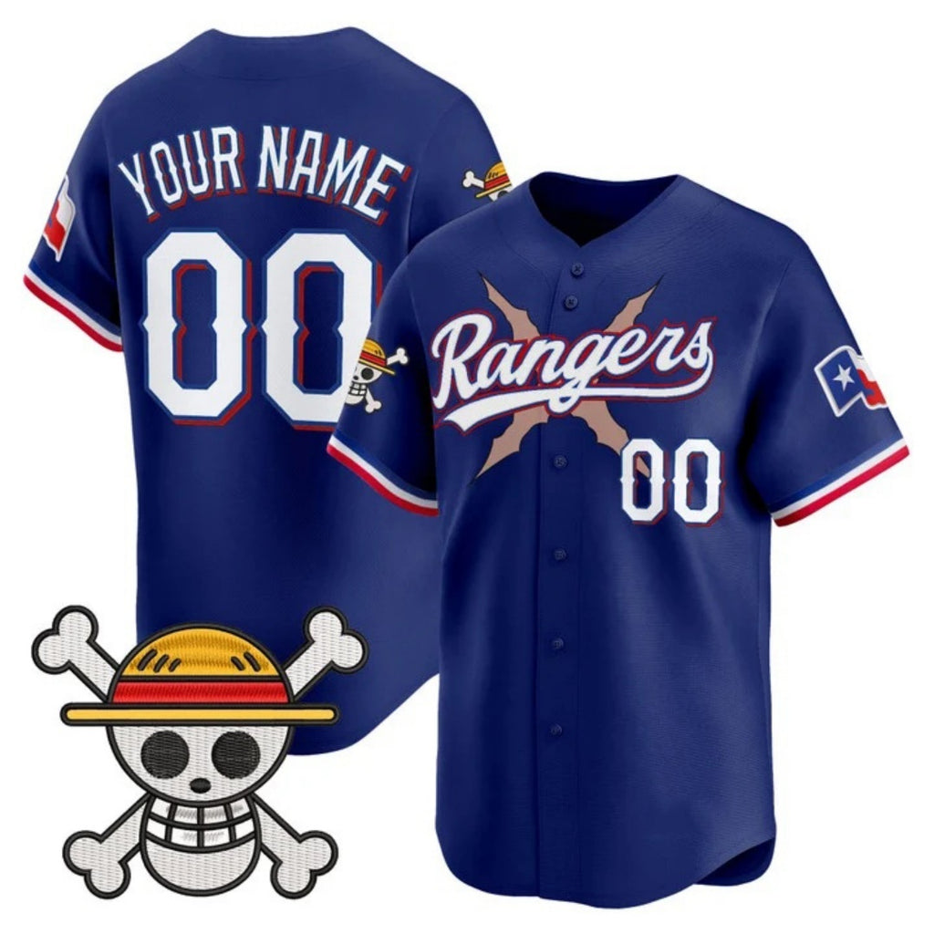 Custom Texas Rangers x One Piece Royal JEROMEN Vapor Premier Limited Jersey - Stitched