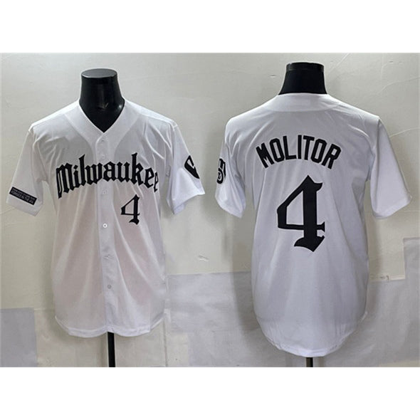 Milwaukee Brewers #4 Paul Molitor White JEROMEN 'Gothic 414 Shadows Edition' Vapor Premier Limited Stitched Jersey