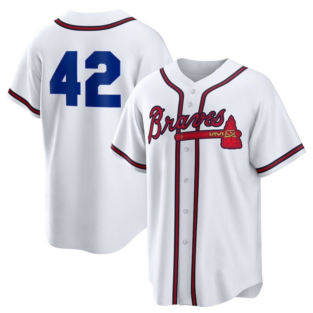 Atlanta Braves #42 Jackie Robinson White JEROMEN Home 2025 Day Replica Jersey