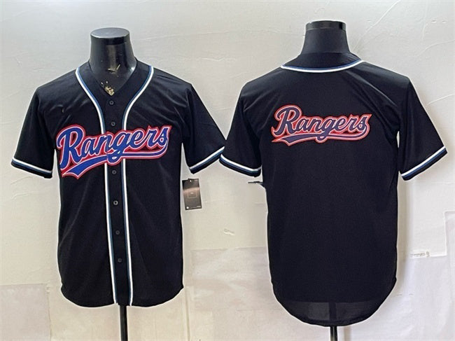 Texas Rangers Team Big Logo 2026 Fashion Replica Black JEROMEN Out Stitched Jersey