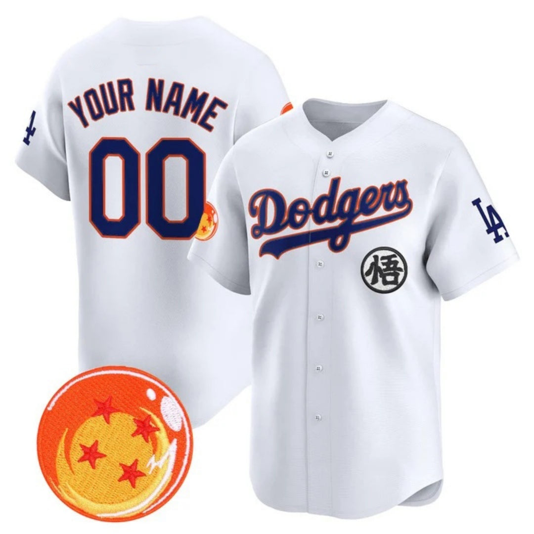 Custom Los Angeles Dodgers x Dragon Ball White JEROMEN Vapor Premier Limited Jersey - Stitched
