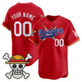 Custom Los Angeles Dodgers x One Piece Red JEROMEN 2025 Vapor Premier Limited Jersey - Stitched