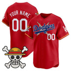 Custom Los Angeles Dodgers x One Piece Red JEROMEN 2025 Vapor Premier Limited Jersey - Stitched