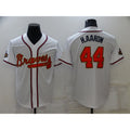 Atlanta Braves #44 Hank Aaron 2022 White Gold JEROMEN World Series Champions Program Cool Base Stitched Jersey