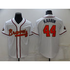 Atlanta Braves #44 Hank Aaron 2022 White Gold JEROMEN World Series Champions Program Cool Base Stitched Jersey