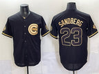 Chicago Cubs #23 Ryne Sandberg Black Gold JEROMEN 150th Anniversary Patch Stitched Jersey