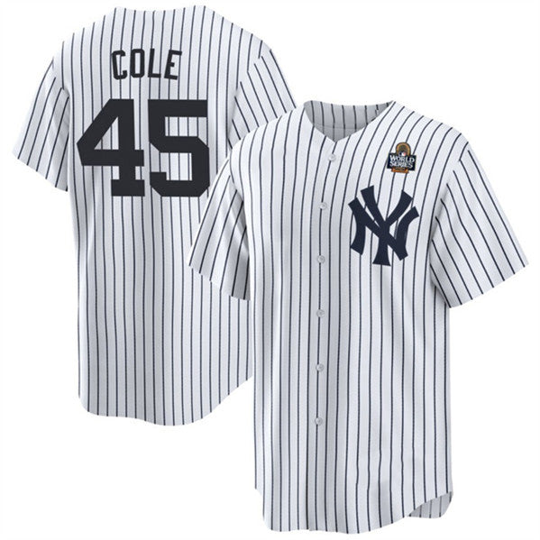 New York Yankees #45 Gerrit Cole White JEROMEN 2024 World Series With Name Cool Base Stitched Jersey