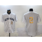 New York Yankees #2 Derek Jeter White JEROMEN Pinstripe Without Name Fashion Cool Base Jerseys