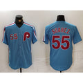 Philadelphia Phillies #55 Ranger Suarez Number Light Blue JEROMEN Cooperstown Cool Base Jersey