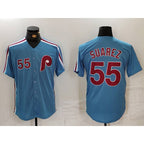 Philadelphia Phillies #55 Ranger Suarez Number Light Blue JEROMEN Cooperstown Cool Base Jersey