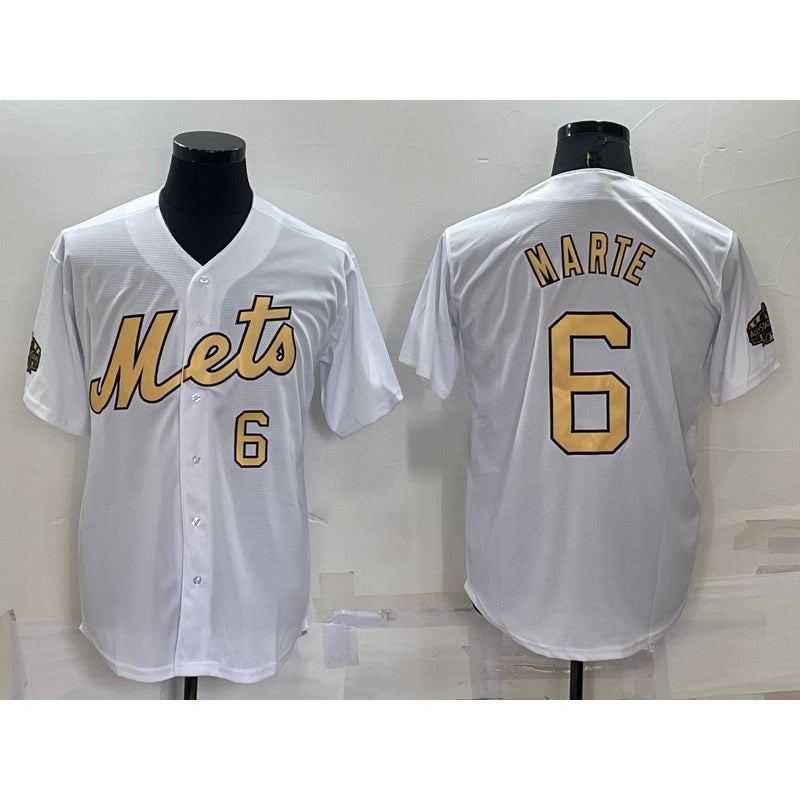 New York Mets #6 Starling Marte Number White JEROMEN 2022 All Star Stitched Cool Base Jersey