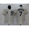 Chicago White Sox #7 Tim Anderson 2021 Cream JEROMEN Navy Field of Dreams Number Flex Base Stitched Jersey
