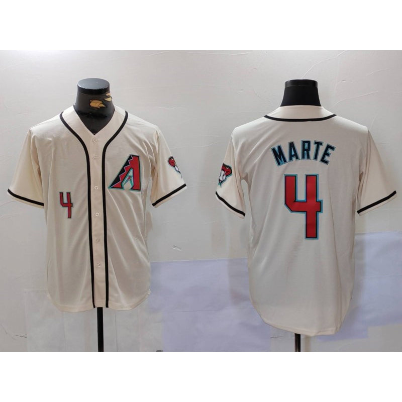 Arizona Diamondback #4 Ketel Marte Number Cream JEROMEN Cool Base Limited Stitched Jersey