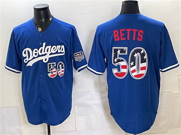 Los Angeles Dodgers #50 Mookie Betts Royal JEROMEN 250 Fourth of July Stitched Jersey
