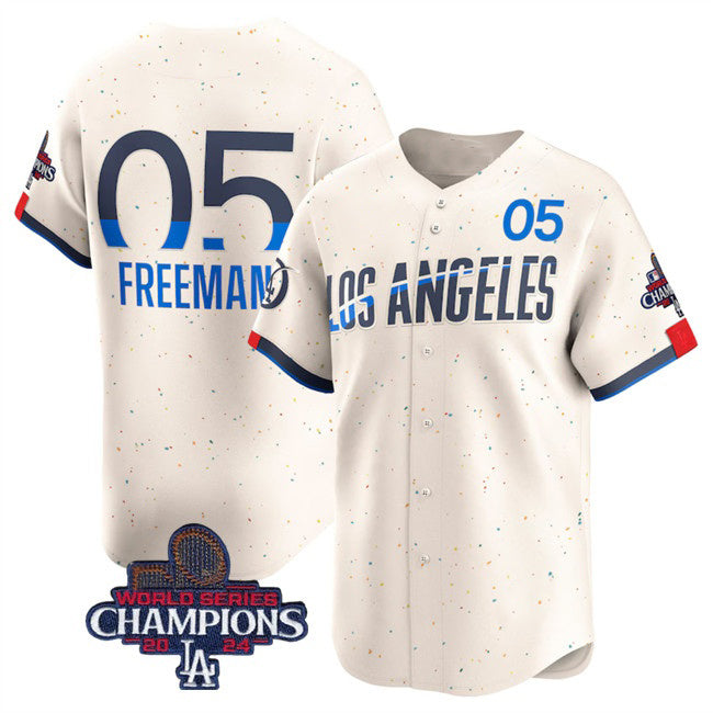 Los Angeles Dodgers #5 Freddie Freeman Cream JEROMEN 2024 World Series Champions City Connect Limited Stitched Jersey