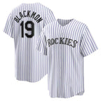 Colorado Rockies #19 Charlie Blackmon White JEROMEN Home Replica Player Name Jersey