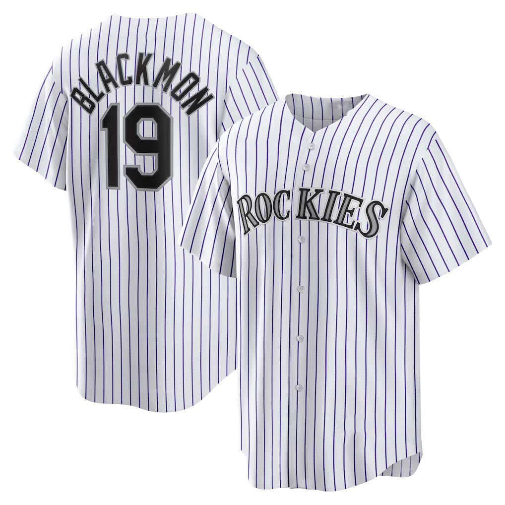 Colorado Rockies #19 Charlie Blackmon White JEROMEN Home Replica Player Name Jersey