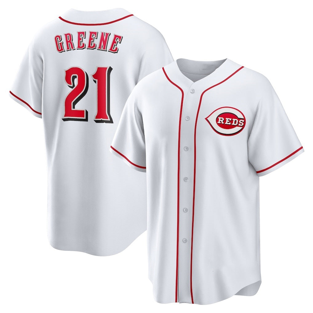 Cincinnati Reds #21 Hunter Greene White JEROMEN Home Replica Jersey