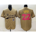 San Diego Padres #22 Juan Soto Tan JEROMEN Pinstripe 2023 City Connect Cool Base Stitched Jersey 2