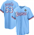 Texas Rangers #53 Adolis Garc¨ªa Blue JEROMEN 2023 World Series Cool Base Stitched Jersey